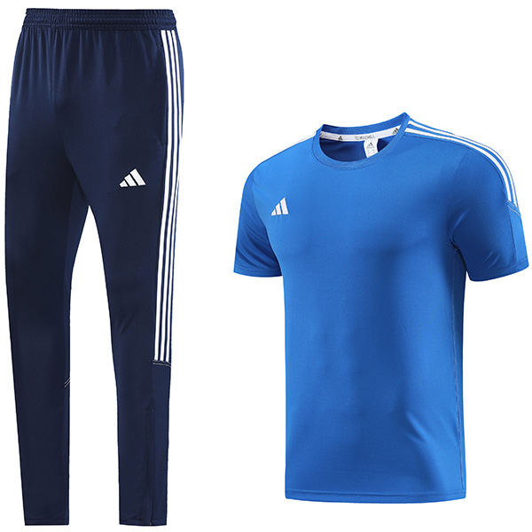 Adas kit da allenamento casual abbigliamento sportivo uniforme tuta da calcio blu da uomo maglia sportiva manica corta da calcio 2023-2024